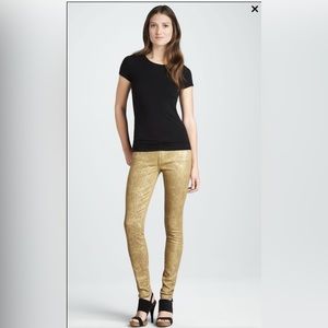 7 For All Mankind
Skinny Gold Metallic Floral-Print Jeans size 28